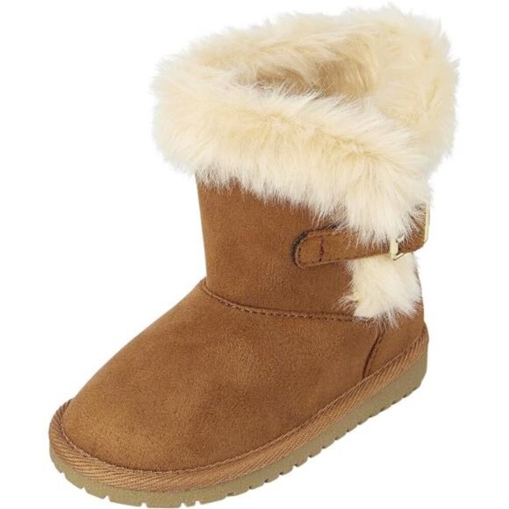 Tan Girls' and Toddler Warm Faux Fur Lightweight Winter Ski Cold Boot for Girls